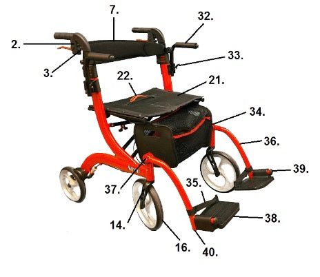 Drive Replacement Parts for RTL10266 Drive Nitro Rollators