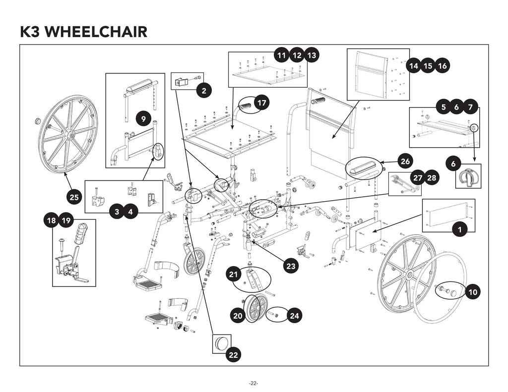 Replacement Parts for ProBasics K3 Wheelchairs - Home Health Superstore