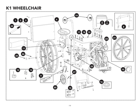 Replacement Parts for ProBasics K1 Wheelchairs Models WC11 - Home Health Superstore